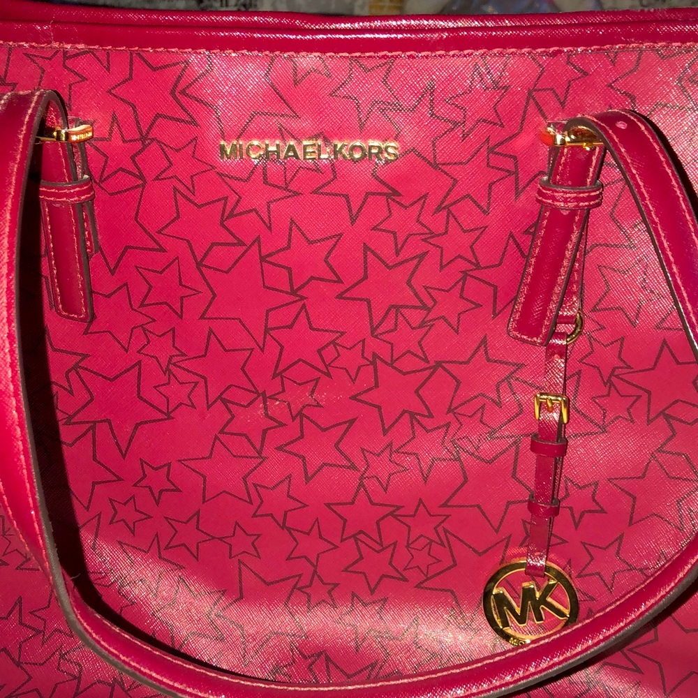 Mk bag red with black stars authentic